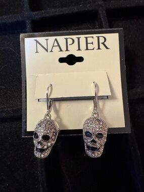 Kohls Skull Rhinestone Dangle Earrings Napier